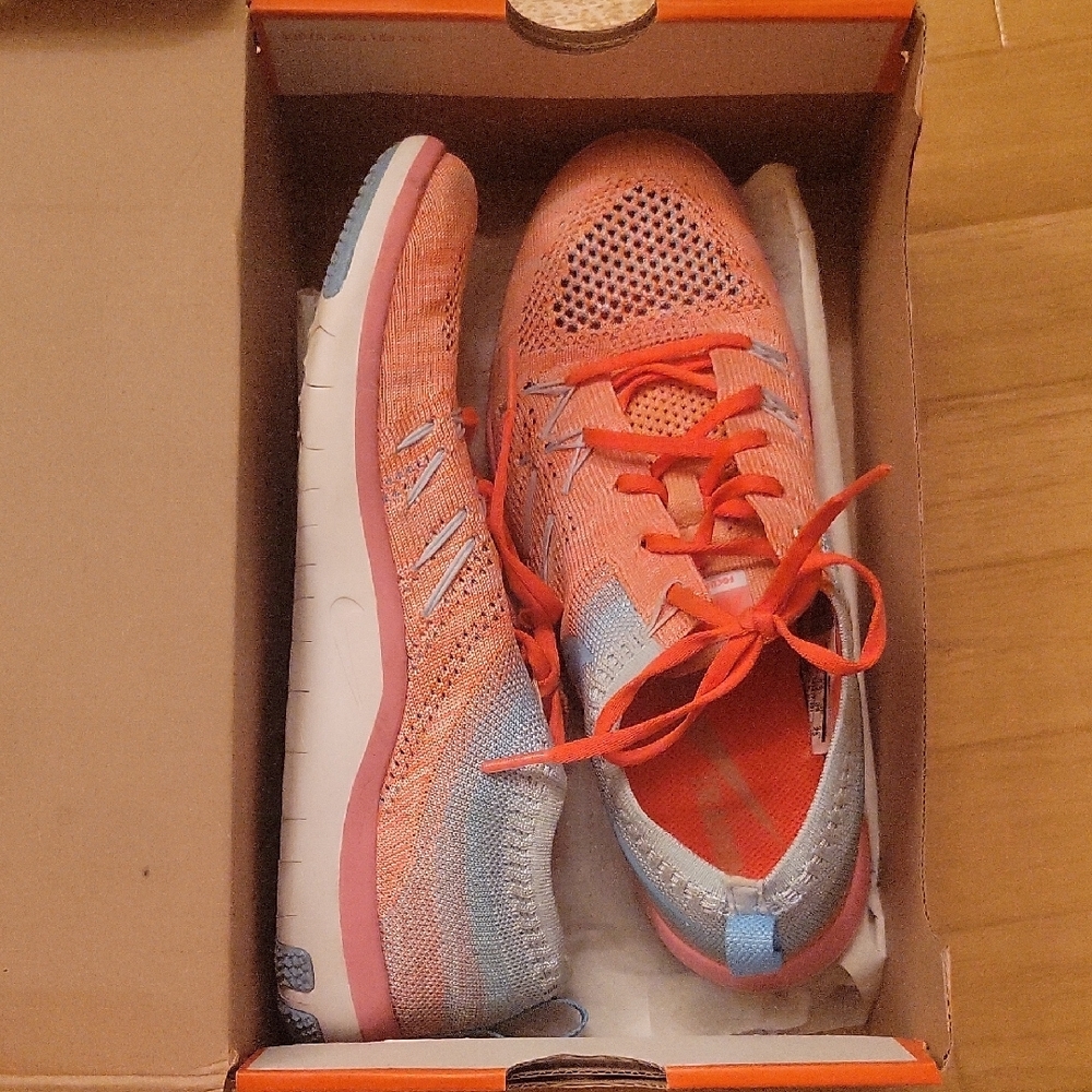 Vibrant Pink and Blue Athletic Shoes